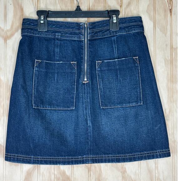Current/Elliott Sailor Denim Mini Skirt Size 27 Blue Cotton Buttons Zip Back Y2K - Picture 2 of 6